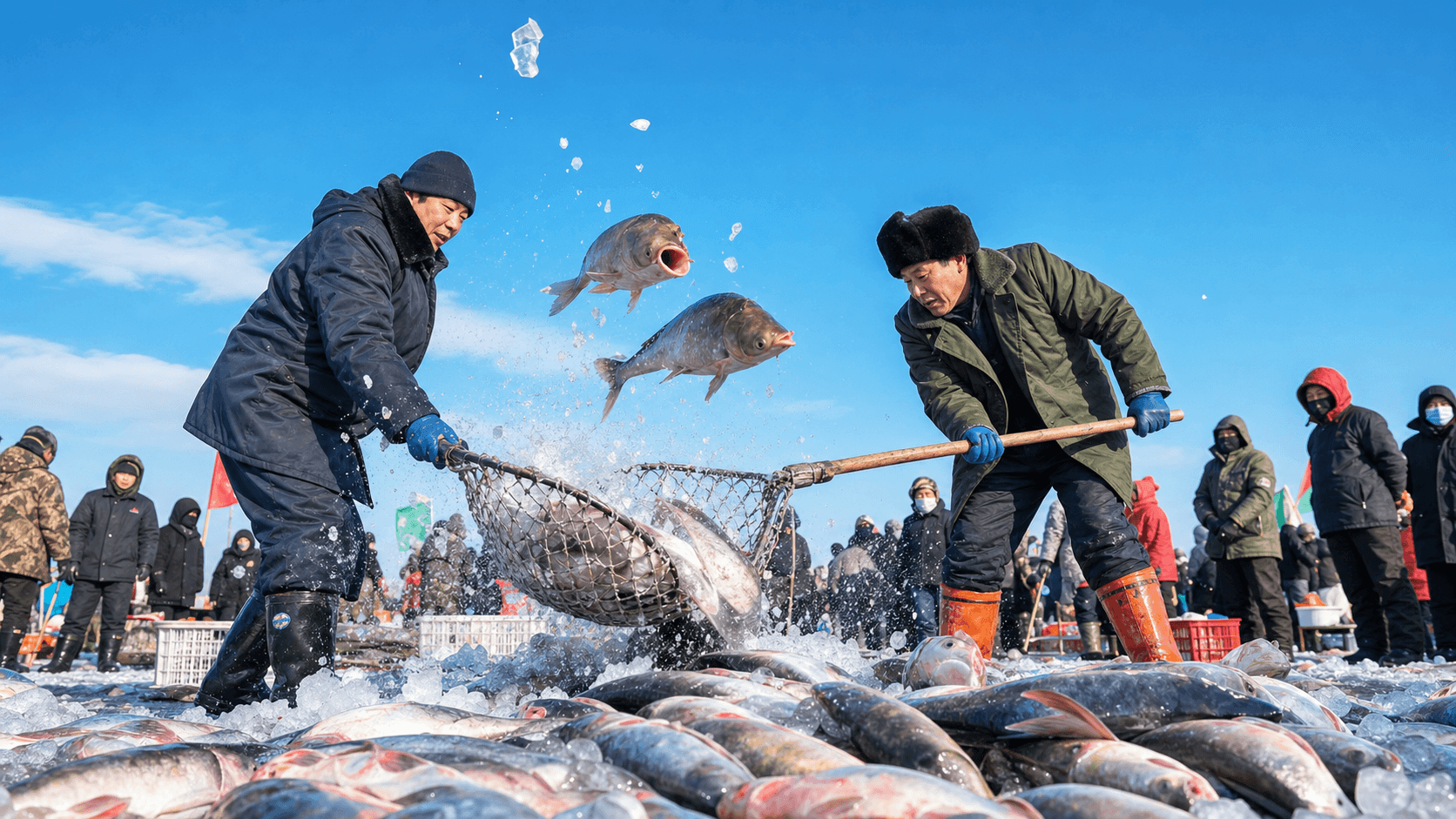 鏡泊湖冬捕